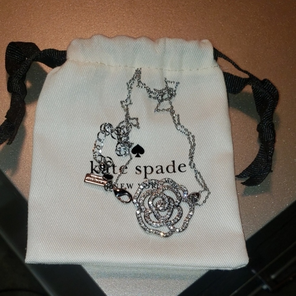 Kate Spade pave rose necklace